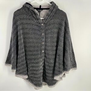 Lucky Brand XS/S Lucky Snap Up Chevron Design Hoodie Pockets Poncho Sweater